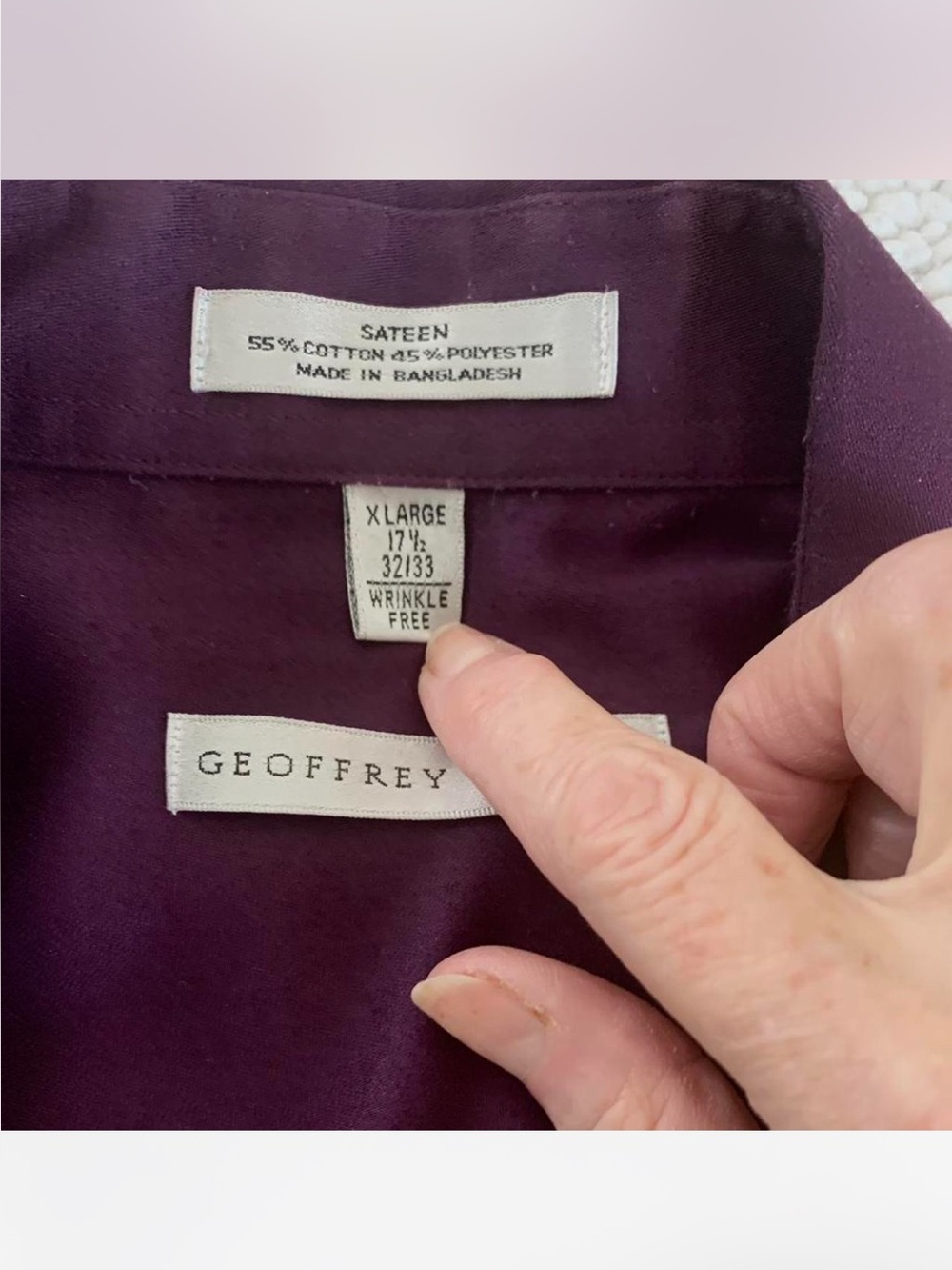 Geoffrey Beene Plum Sateen Button-Down Shirt size XL